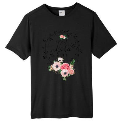 Womens Best Lola Ever Floral Decoration Grandma Tall Fusion ChromaSoft Performance T-Shirt