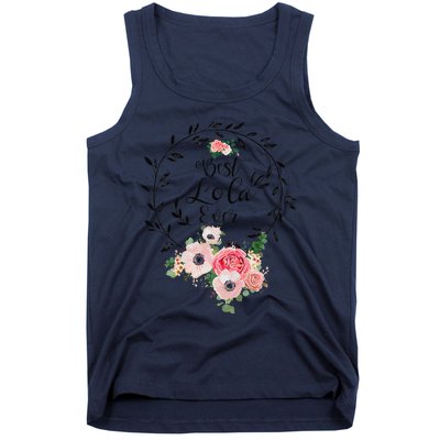 Womens Best Lola Ever Floral Decoration Grandma Tank Top