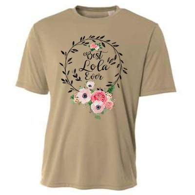 Womens Best Lola Ever Floral Decoration Grandma Cooling Performance Crew T-Shirt