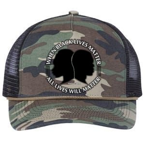 When Black Lives Matter All Lives Will Matter Retro Rope Trucker Hat Cap