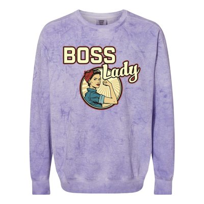 Wo Boss Lady Bosses Day Funny Appreciation Gift Mom Wife Gift Colorblast Crewneck Sweatshirt