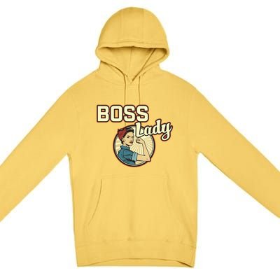 Wo Boss Lady Bosses Day Funny Appreciation Gift Mom Wife Gift Premium Pullover Hoodie