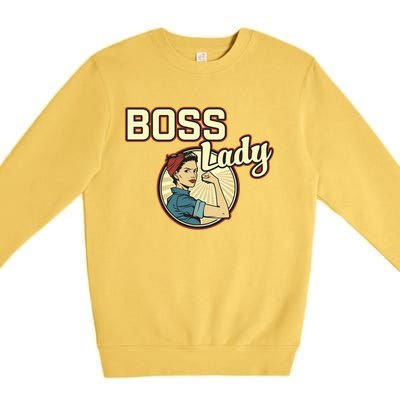 Wo Boss Lady Bosses Day Funny Appreciation Gift Mom Wife Gift Premium Crewneck Sweatshirt