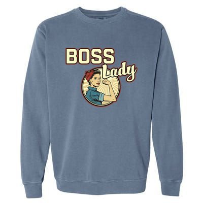 Wo Boss Lady Bosses Day Funny Appreciation Gift Mom Wife Gift Garment-Dyed Sweatshirt