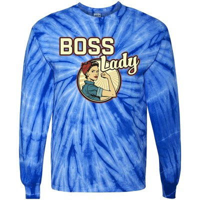 Wo Boss Lady Bosses Day Funny Appreciation Gift Mom Wife Gift Tie-Dye Long Sleeve Shirt