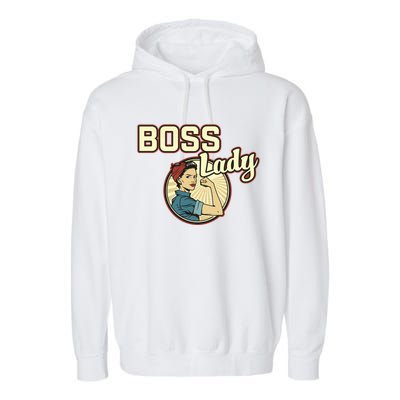 Wo Boss Lady Bosses Day Funny Appreciation Gift Mom Wife Gift Garment-Dyed Fleece Hoodie