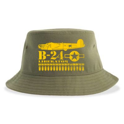 Ww2 B24 Liberator Great Gift (Distressed) Sustainable Bucket Hat