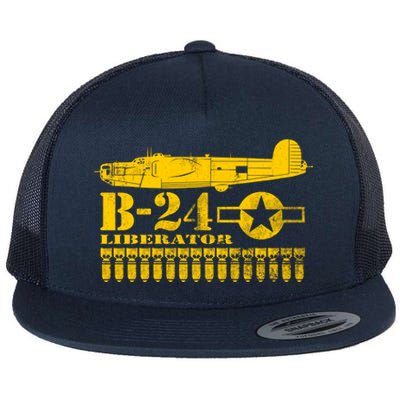 Ww2 B24 Liberator Great Gift (Distressed) Flat Bill Trucker Hat