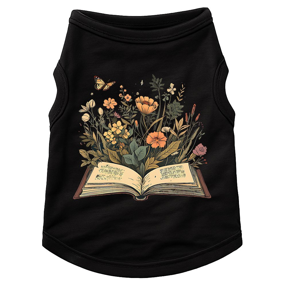Women Book Lover Wildflowers Cottagecore Flowers Book Doggie Tank