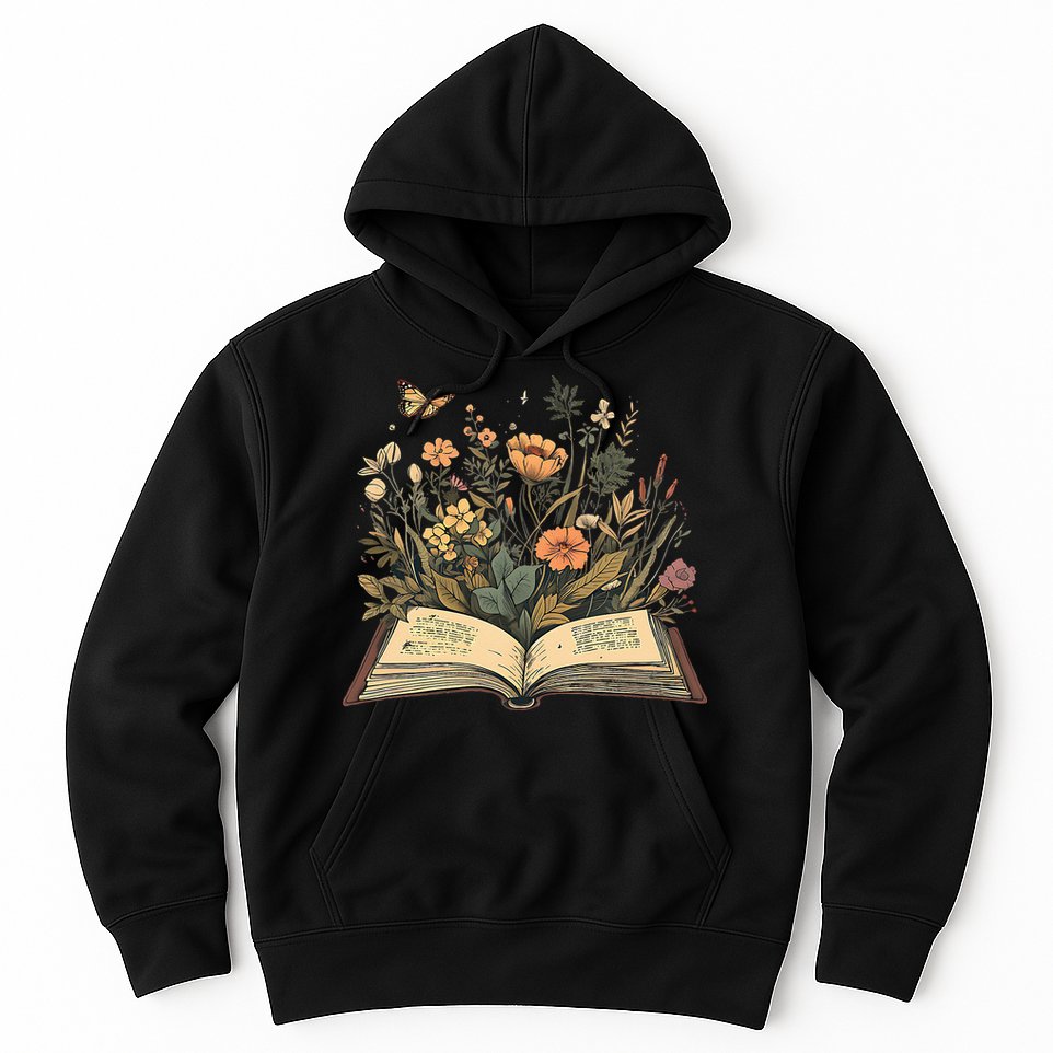 Women Book Lover Wildflowers Cottagecore Flowers Book Hoodie