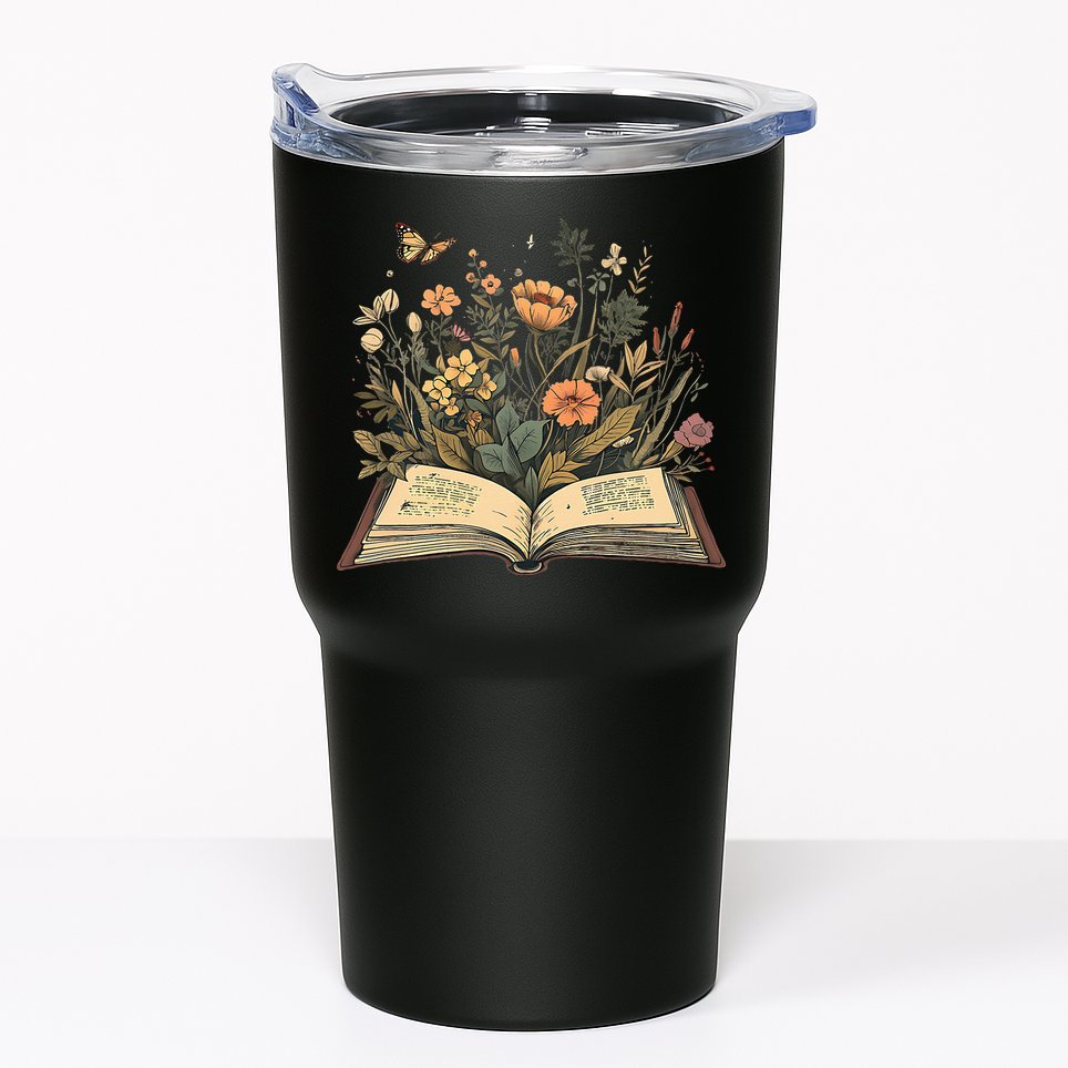 Women Book Lover Wildflowers Cottagecore Flowers Book Tumbler