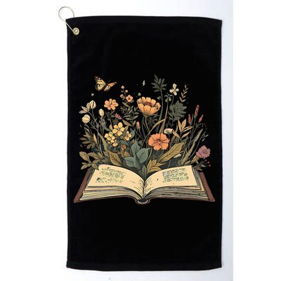 Women Book Lover Wildflowers Cottagecore Flowers Book Golf Towel
