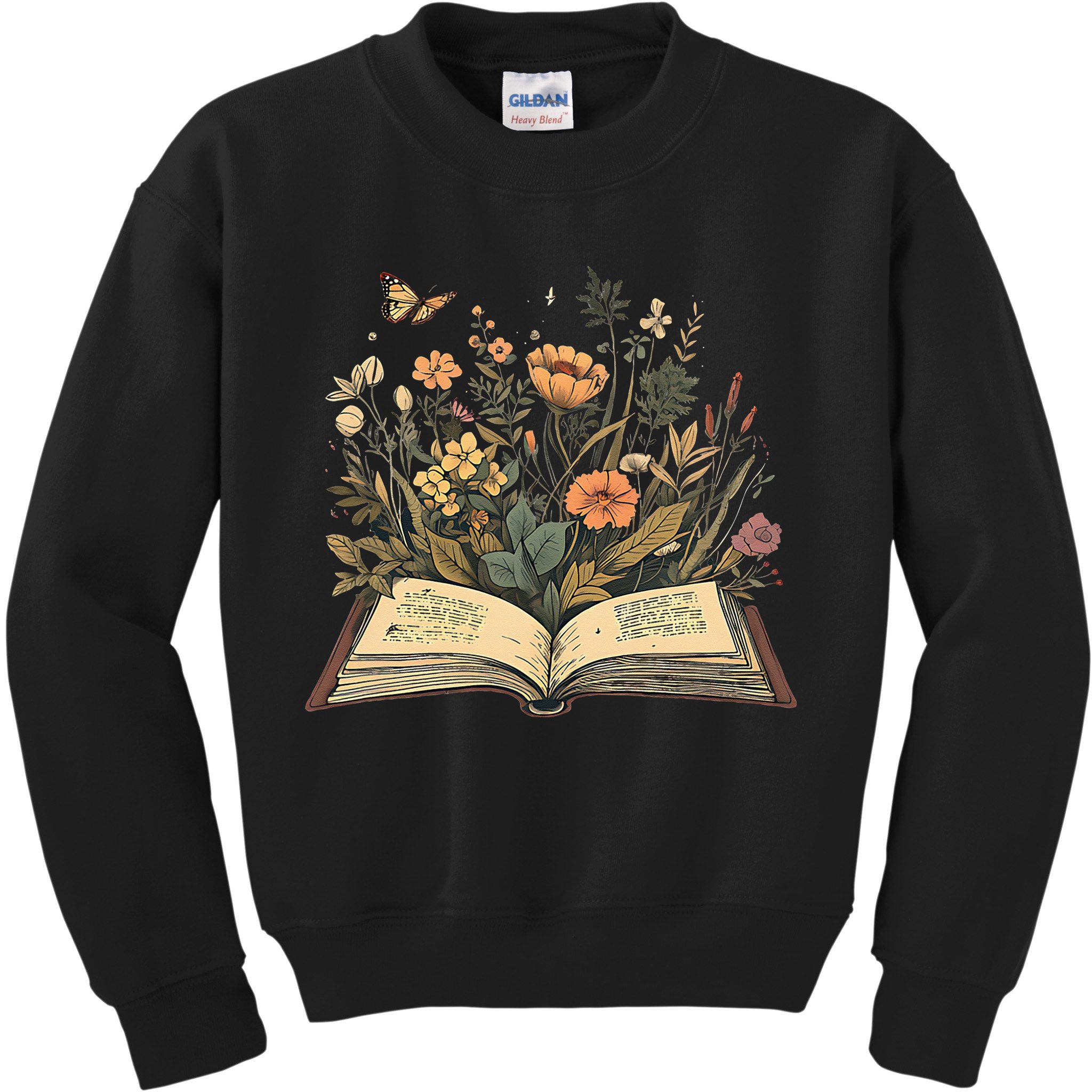 Women Book Lover Wildflowers Cottagecore Flowers Book Kids Sweatshirt