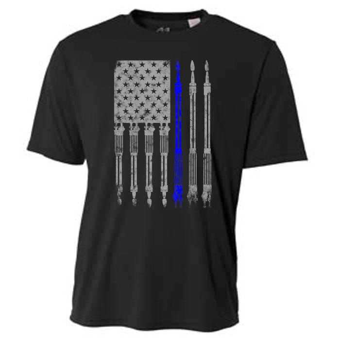 Welder Blue Line American Flag USA Patriotic Welder Cooling Performance Crew T-Shirt