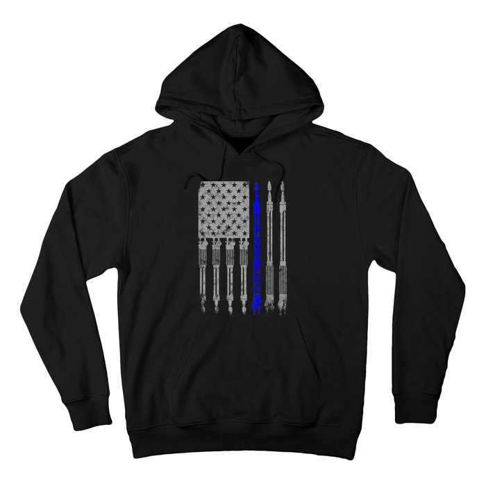 Welder Blue Line American Flag USA Patriotic Welder Hoodie