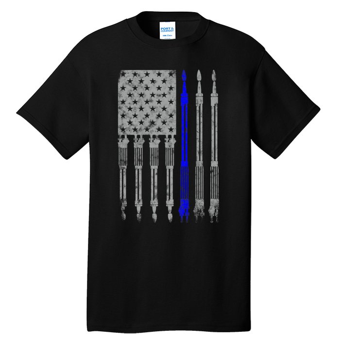 Welder Blue Line American Flag USA Patriotic Welder Tall T-Shirt