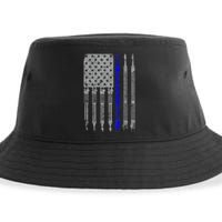 Welder Blue Line American Flag USA Patriotic Welder Sustainable Bucket Hat