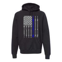 Welder Blue Line American Flag USA Patriotic Welder Premium Hoodie