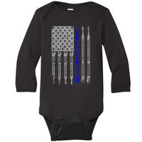 Welder Blue Line American Flag USA Patriotic Welder Baby Long Sleeve Bodysuit