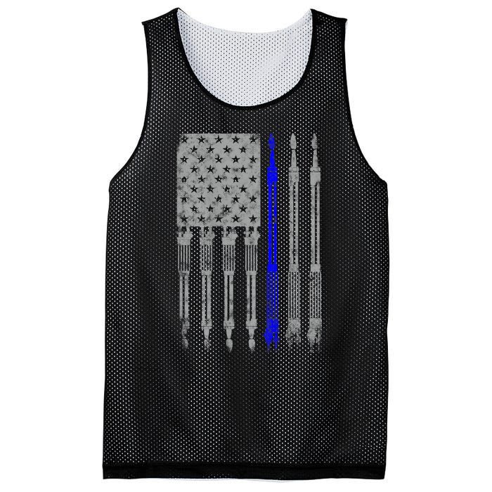 Welder Blue Line American Flag USA Patriotic Welder Mesh Reversible Basketball Jersey Tank