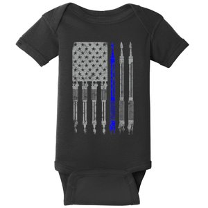 Welder Blue Line American Flag USA Patriotic Welder Baby Bodysuit