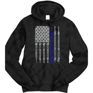 Welder Blue Line American Flag USA Patriotic Welder Tie Dye Hoodie