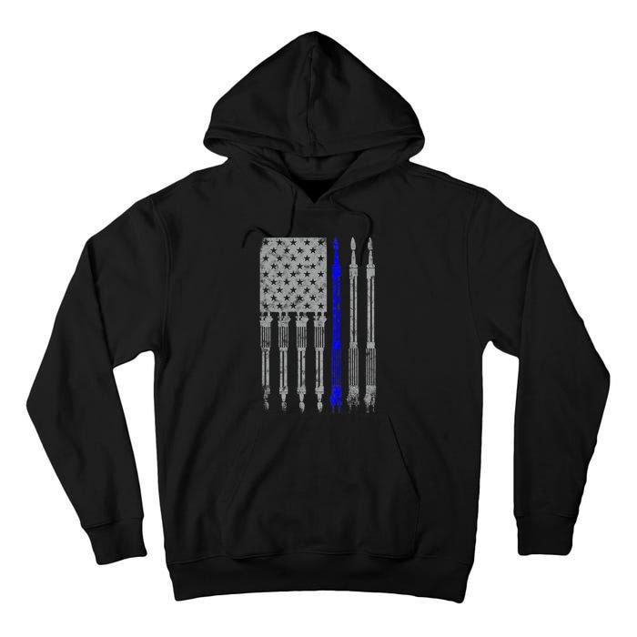 Welder Blue Line American Flag USA Patriotic Welder Tall Hoodie