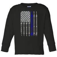 Welder Blue Line American Flag USA Patriotic Welder Toddler Long Sleeve Shirt