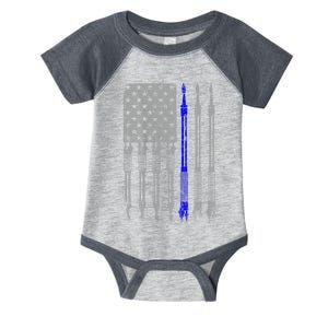 Welder Blue Line American Flag USA Patriotic Welder Infant Baby Jersey Bodysuit