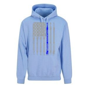 Welder Blue Line American Flag USA Patriotic Welder Unisex Surf Hoodie