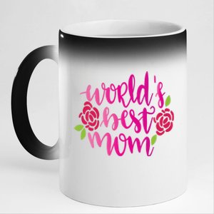 Worlds Best Mom Flower 11oz Black Color Changing Mug