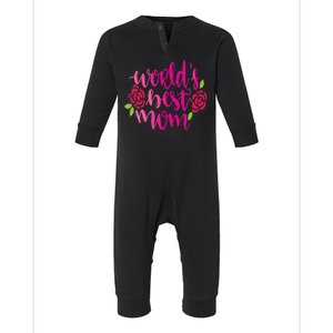 Worlds Best Mom Flower Infant Fleece One Piece