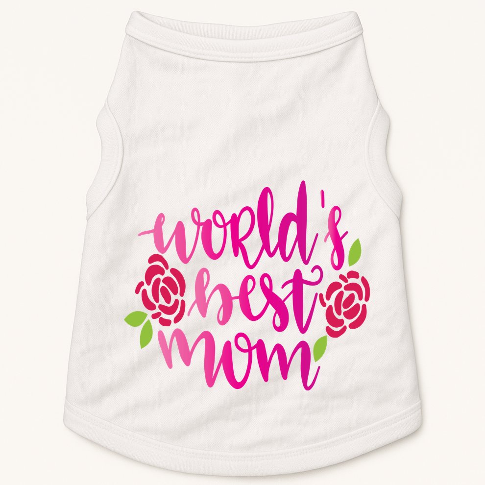 Worlds Best Mom Flower Doggie Tank