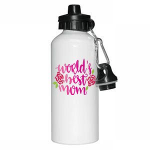 Worlds Best Mom Flower Aluminum Water Bottle