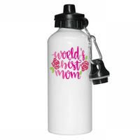 Worlds Best Mom Flower Aluminum Water Bottle