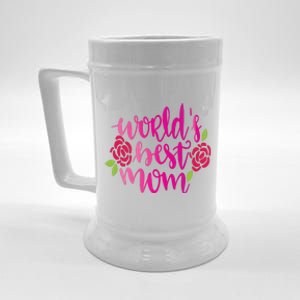 Worlds Best Mom Flower Beer Stein