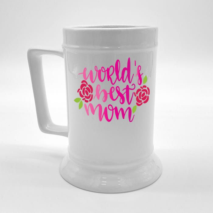 Worlds Best Mom Flower Beer Stein