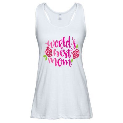 Worlds Best Mom Flower Ladies Essential Flowy Tank