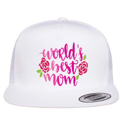 Worlds Best Mom Flower Flat Bill Trucker Hat