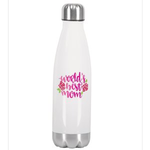 Worlds Best Mom Flower Stainless Steel Insulated Water Bottle