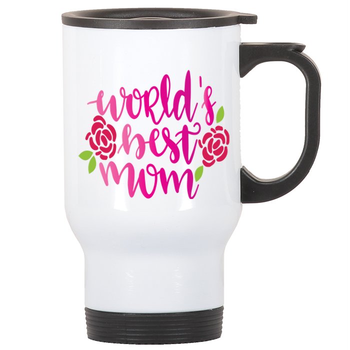 Worlds Best Mom Flower Stainless Steel Travel Mug