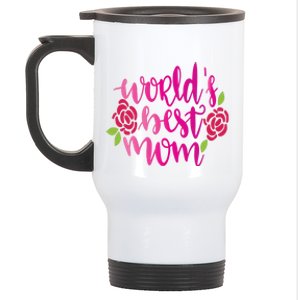 Worlds Best Mom Flower Stainless Steel Travel Mug