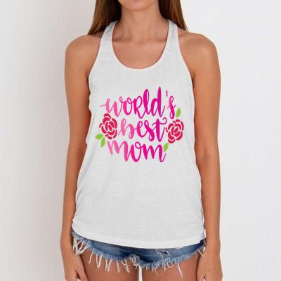 Worlds Best Mom Flower Women's Knotted Racerback Tank