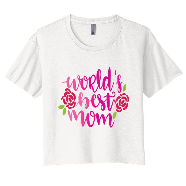 Worlds Best Mom Flower Crop Top