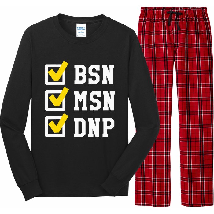 Womens BSN MSN DNP Doctorate Degree Checklist Funny Graduation Gift Long Sleeve Pajama Set