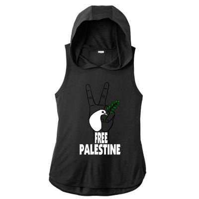 West Bank Middle East Peace Dove Olive Branch Free Palestine Cool Gift Ladies PosiCharge Tri-Blend Wicking Draft Hoodie Tank