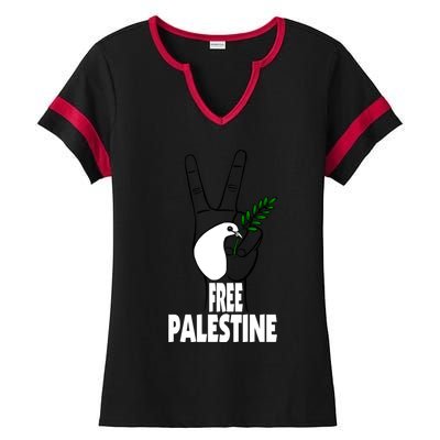 West Bank Middle East Peace Dove Olive Branch Free Palestine Cool Gift Ladies Halftime Notch Neck Tee