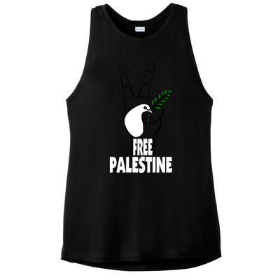 West Bank Middle East Peace Dove Olive Branch Free Palestine Cool Gift Ladies PosiCharge Tri-Blend Wicking Tank