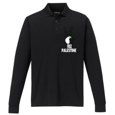 West Bank Middle East Peace Dove Olive Branch Free Palestine Cool Gift Performance Long Sleeve Polo