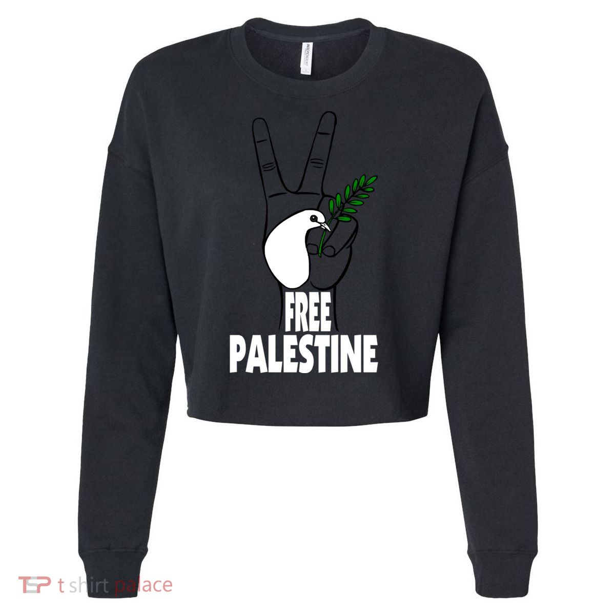 West Bank Middle East Peace Dove Olive Branch Free Palestine Cool Gift Cropped Pullover Crew